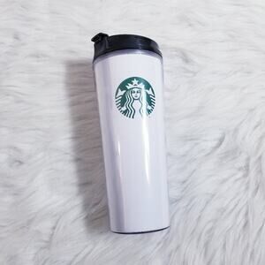 White & Green Starbucks Plastic Travel Tumbler